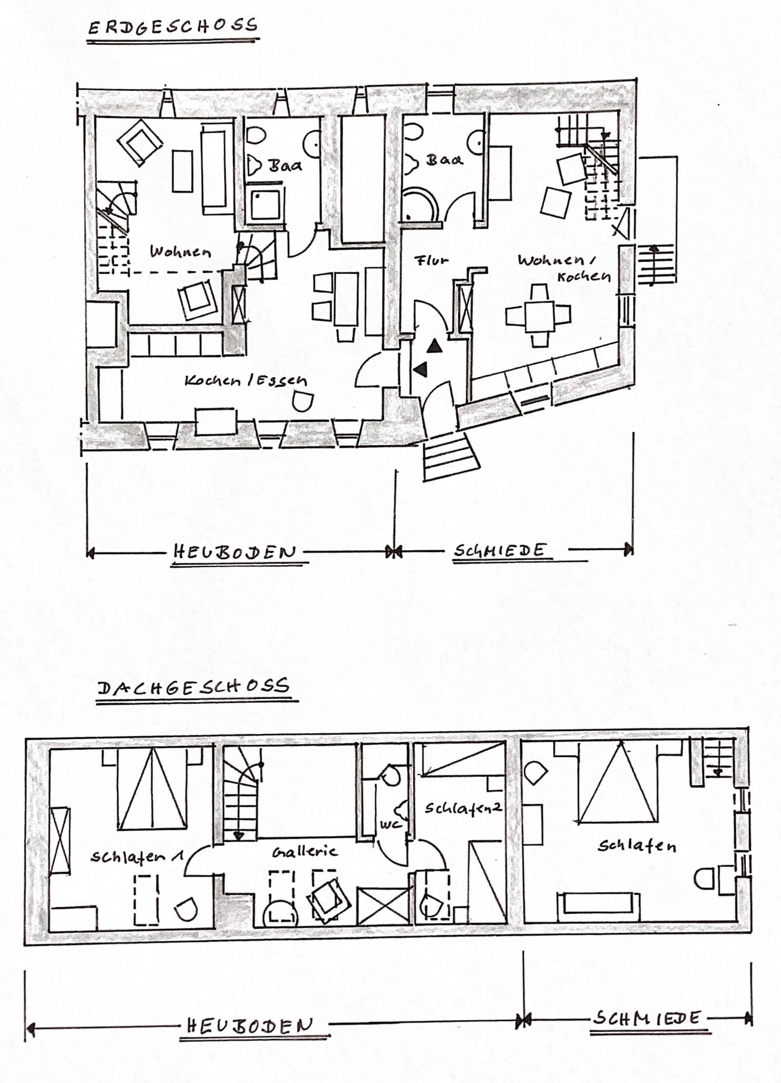 Grundrisse Heuboden & Schmiede | Altes Backhaus